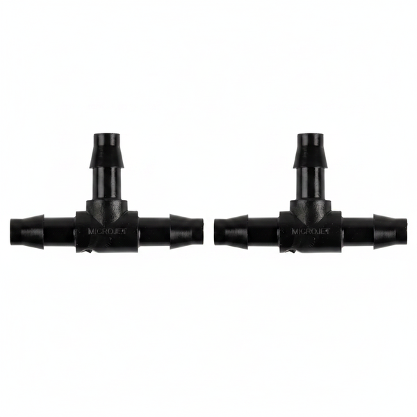 Gulf Micro T-Piece Connector 4mm for Garden Irrigation Systems - 2 Pack