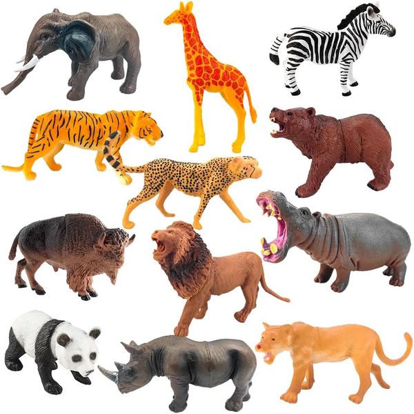 Wild Zoo Animals Educational Playset - 12 Pack