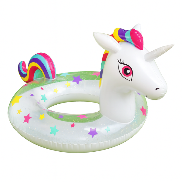 Unicorn Pool Float - Inflatable, Rainbow Horn