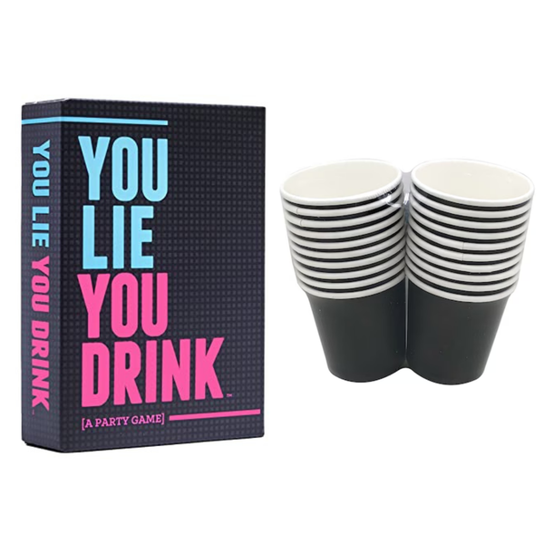 You Lie You Drink Card Game &amp; 20 Drinking Cups - Fun Party Games Set