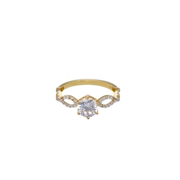 9k Yellow Gold Cubic Zirconia Engagement Ring