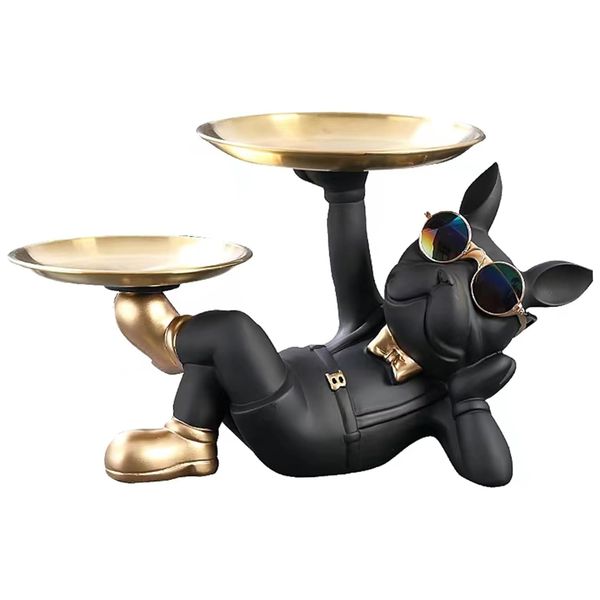 French Bulldog Decor Sculpture, Creative Bulldog Statue with Sunglasses