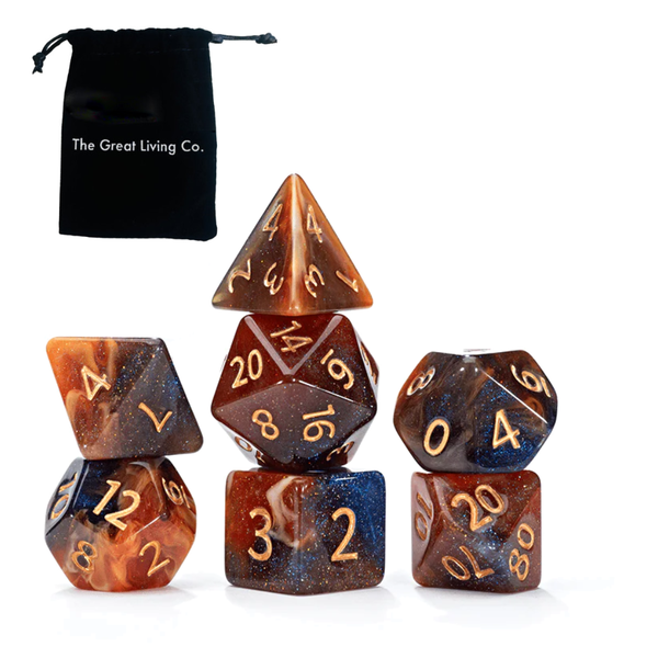 Premium Polyhedral Dice Set with Lux Bag - DnD, RPG, Dungeons and Dragons