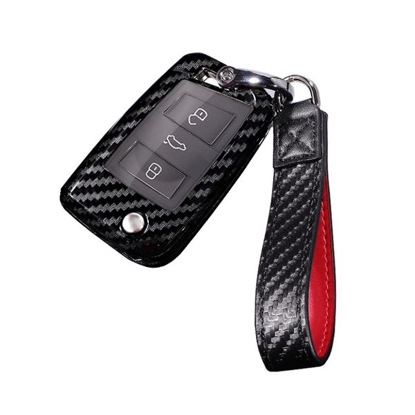 VW Polo TSi/Golf/Tiguan - Carbon Look Key Cover - Red and Black
