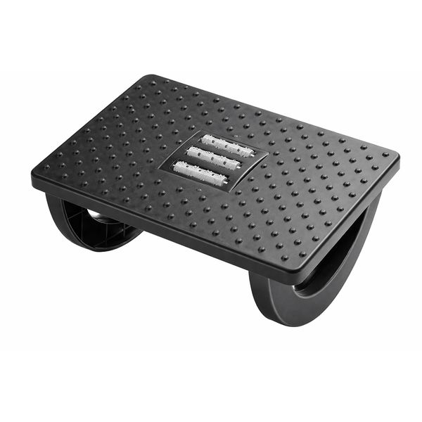 Black Ergonomic Rocking Footrest with Massage Rollers