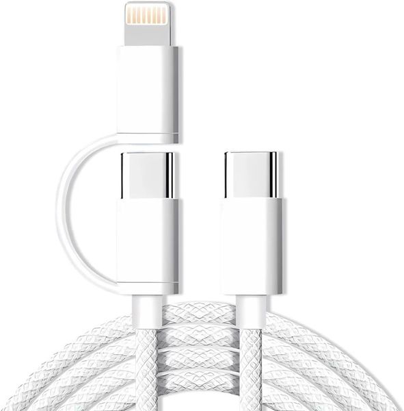 60W Fast Charging USB-C To USB-C &amp; Lightning Cable Durable Braided Design