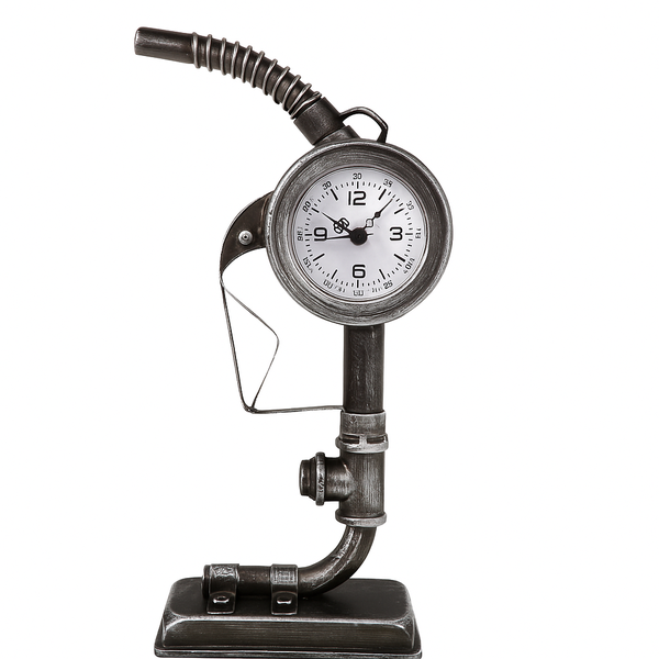 Vintage Fuel Pump Nozzle Desk Clock - Red or Silver Retro Design
