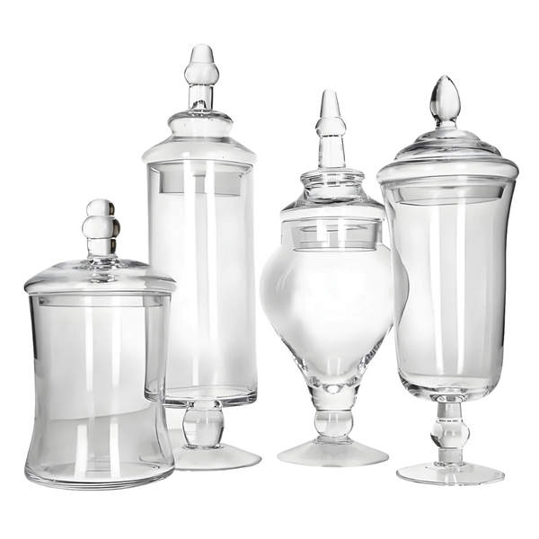 4-Piece Glass Storage Jar Set with Lids - Elegant Kitchen Containers
