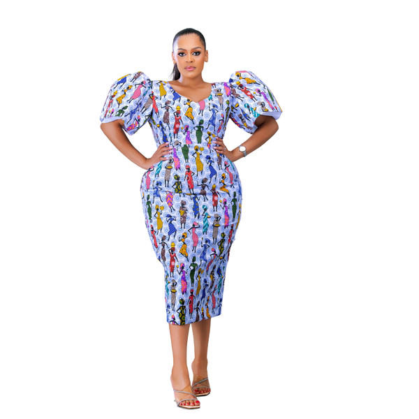 Wansati Mosadi Ladies Three-Cats Dress