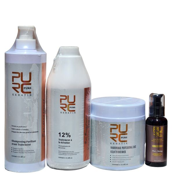 Pure Keratin Shampoo, Treatement 12%, Hair Mask, Hair Serum Combo