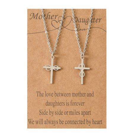 Cross Necklace Sideways Stainless Steel Women's Religious Fashion
