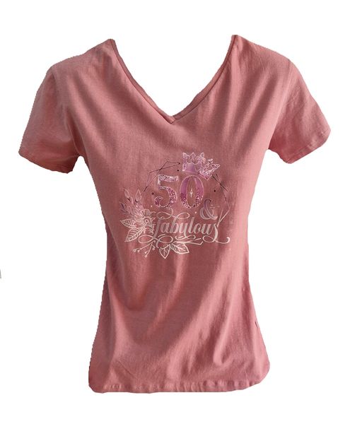 Woman Short sleeve T-Shirt with design of 50 &amp; Fabulous