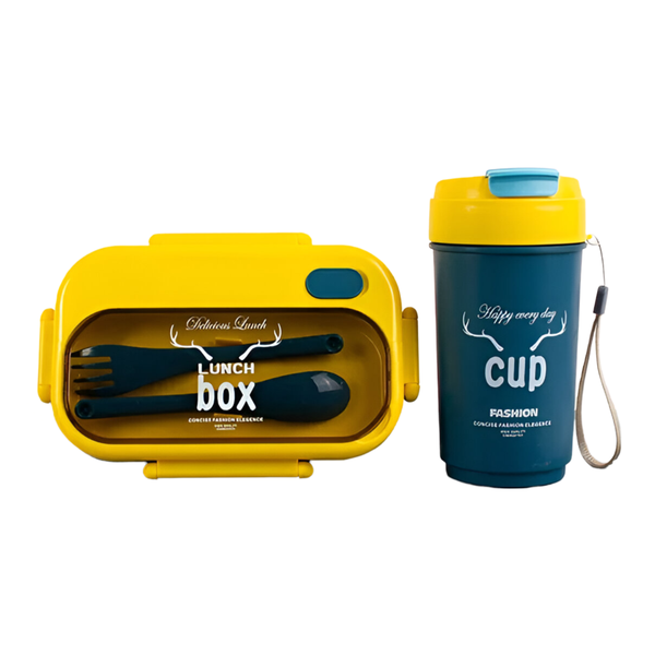 1100ml + 500 ml Rectangular Lunch Box Set With Water Cup, Spoon And Fork