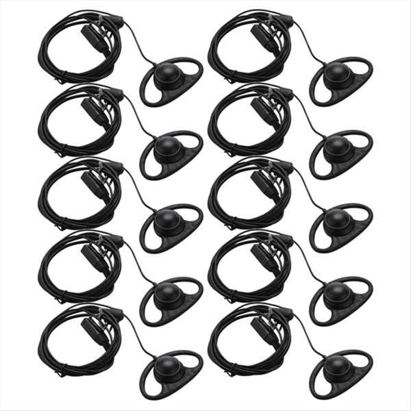 10Pcs Radio 2 Pin Advanced D Shape Clip-Ear Ptt Headset Earpiece Mic for Mo