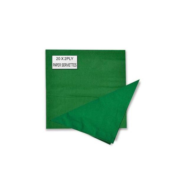 Serviettes - 2ply - 33cm - 20 Piece Plain Green