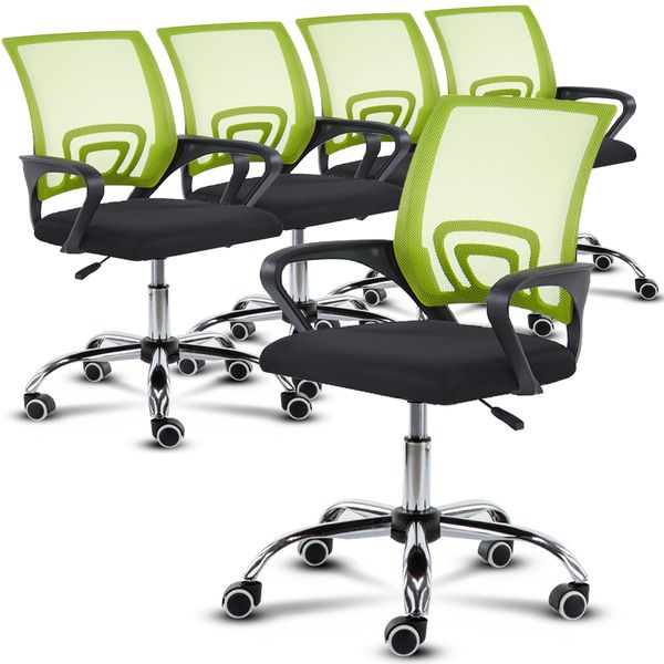 5 Pcs Office Chairs Set Mid Back Chairs Ergonomic Computer Chairs