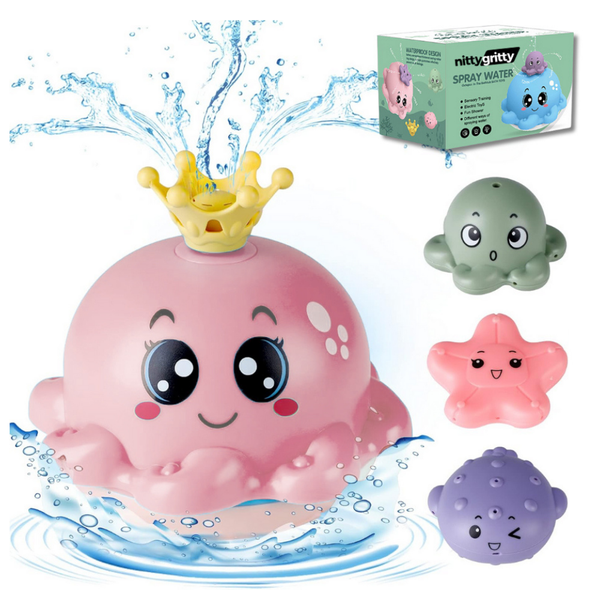 Sprinkler Water Fountain Octopus Light Up Bath Pool Toy Pink Nitty Gritty