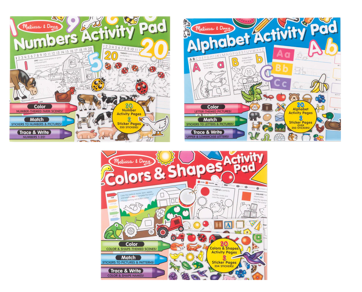 Melissa & Doug Activity Pad Numbers, Alphabet, Colours & Shapes