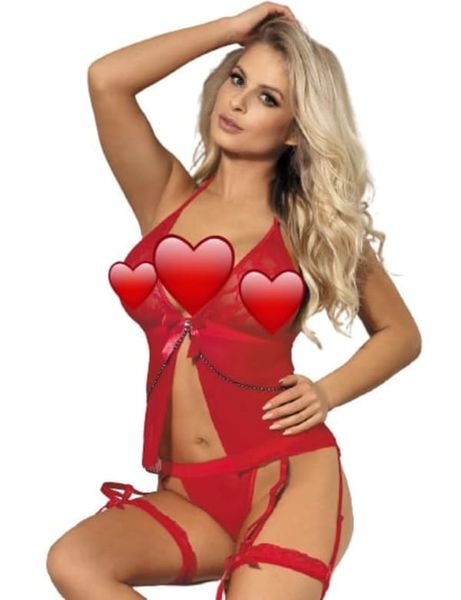 Edendiva's White Sheer Tie Front Mesh Babydoll Lingerie Set