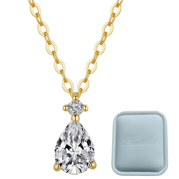Waterdrop Moissanite Pendent Necklace for Women - 14K Gold Plated S925