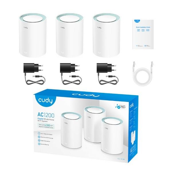 Dual Band Cudy AC 1200Mbps Fast Ethernet Mesh 3 Pack | M1200 (3-Pack)