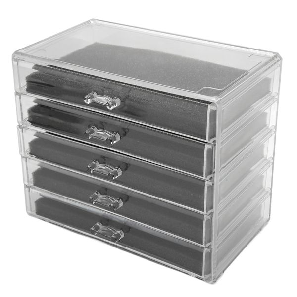 5-Layer Acrylic Jewelry &amp; Cosmetic Drawer Organizer, Desktop Storage Box