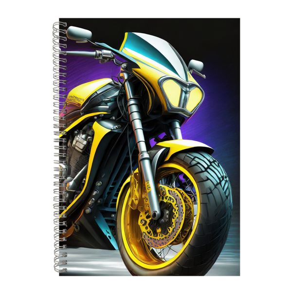 Yellow Frame A4 Notebook for Work Trendy Colorful Bikes Graphic Present 071