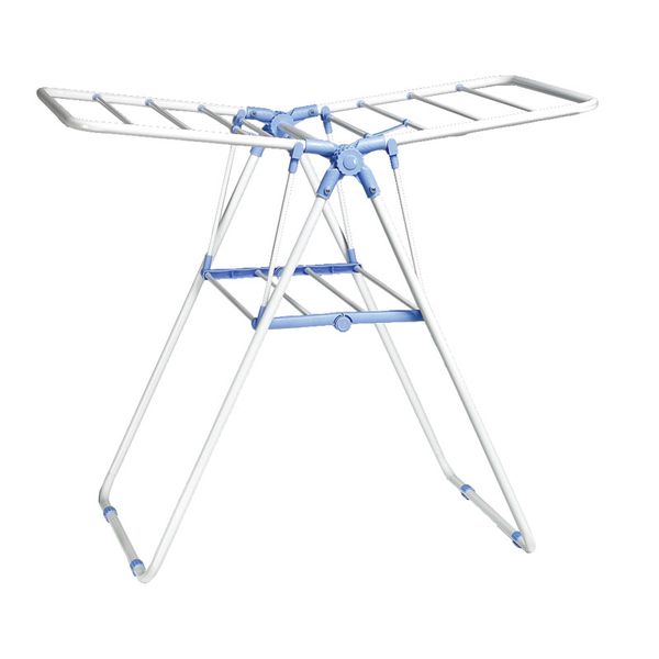 Foldable Clothing Drying RackWhite &amp;Light Blue