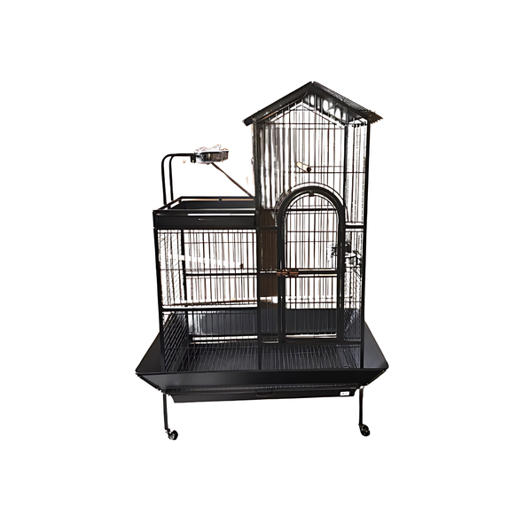 Parrot Cage - 114x91x160cm - With Outside &amp; Inside Perch - Black