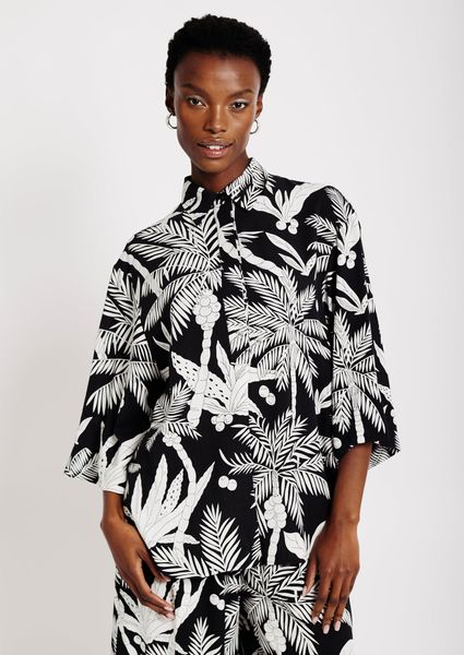 White Lotus Viscose Boxy Shirt with Kimono Sleeve