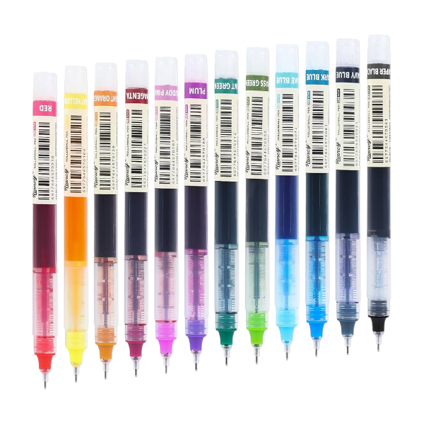 Vibrant Quick-Dry Gel Ink Pen Set - Set of 12 - Multicolour