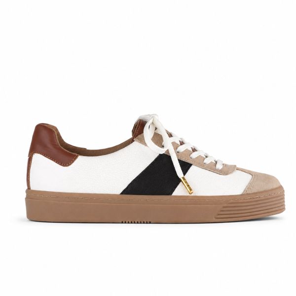 Womens Retro Lace-up Sneaker- Multi Coloured Leather and Suede -12795