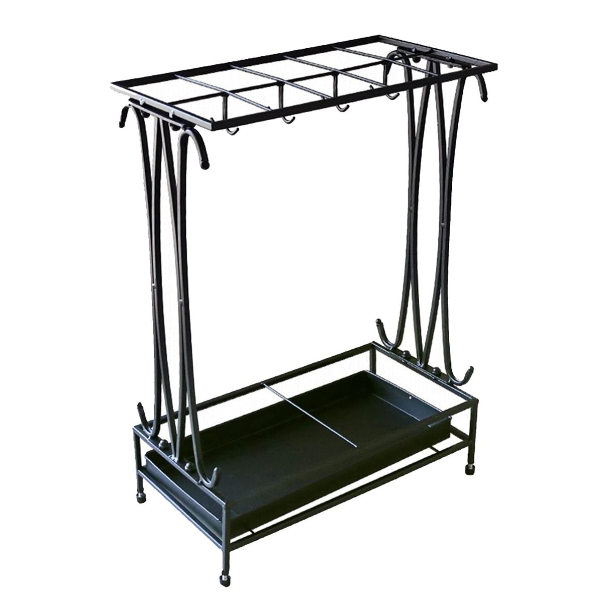 10 Hole Umbrella Storage Rack with Removable Drip Tray 8Hook Indoor/Outdoor