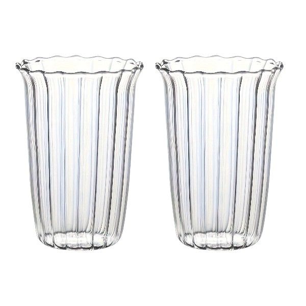 2-Pack of 350ml Ribbed Glass Tumblers - Transparent