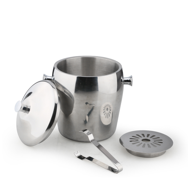 Pruchef- Double-Handle 201 Stainless Steel Ice Bucket 2L- Silver