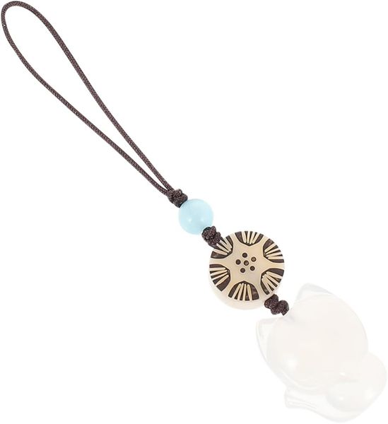 Fox-shaped Phone Chain Lanyard With White Jade Fox Pendant For Women