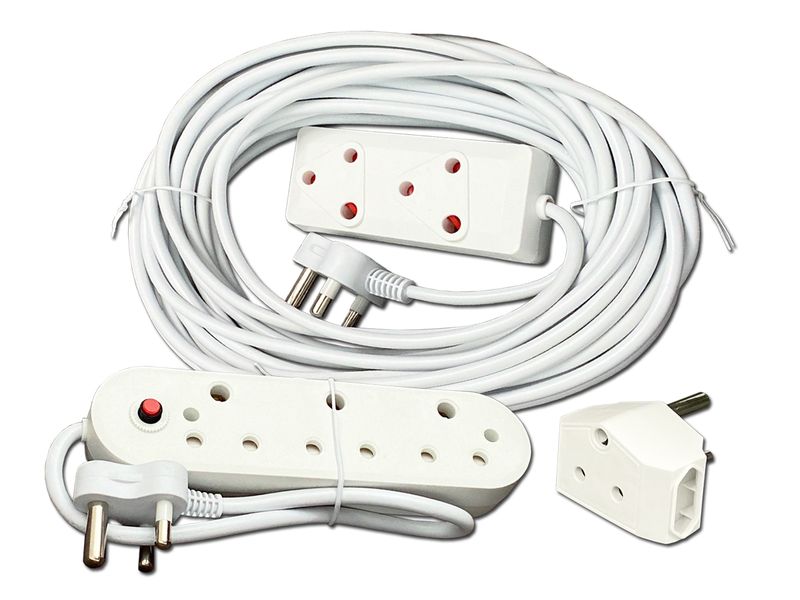 Everlotus Extension Cord 15M Bundle With 3 Way Red Multiplug And 1 Adapter
