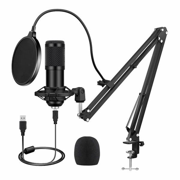 Condenser Microphone,USB Microphone Plug &amp; Play PC Microphone Kit with Arm