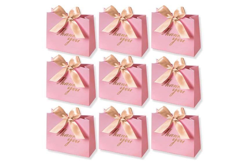 9Pack Thank You Gift Boxes, Favor Small Treat Boxes with Gold Bow Ribbon,
