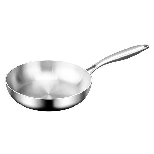 304 Stainless Steel Frying Pan, Steak Pot, 30cm Uncoated Kitchen Cookware