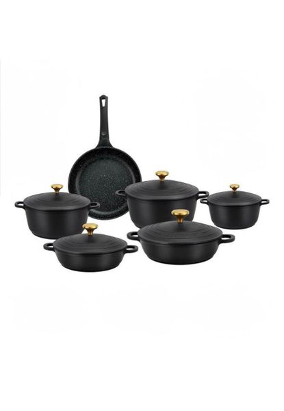 Haus Rolland 11Pieces Aluminium Cast Iron Non-Stick Coating Cokware Pot Set