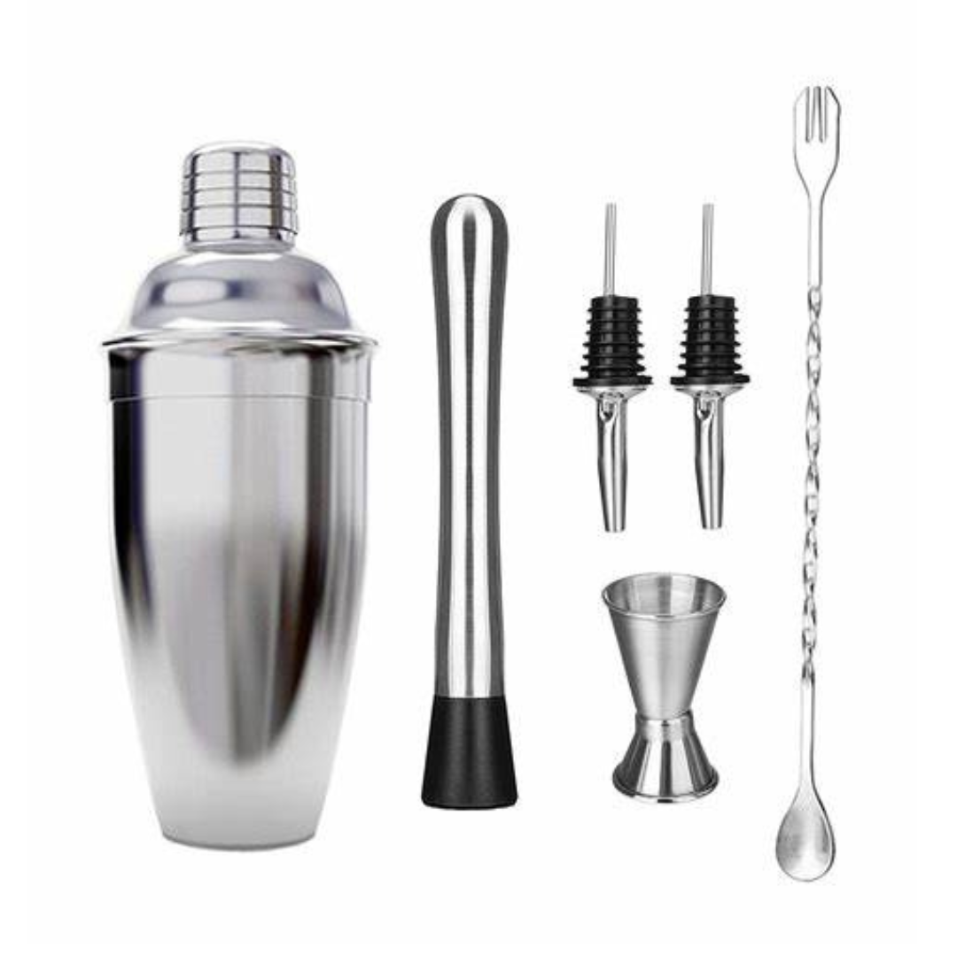 Cocktail Set Shaker Mixer Stainless Steel Drink Making Tool Kit - 6 ...