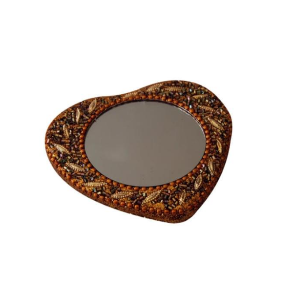 Heart Shaped Mirror in Gold Bling Beads -Pack of 10