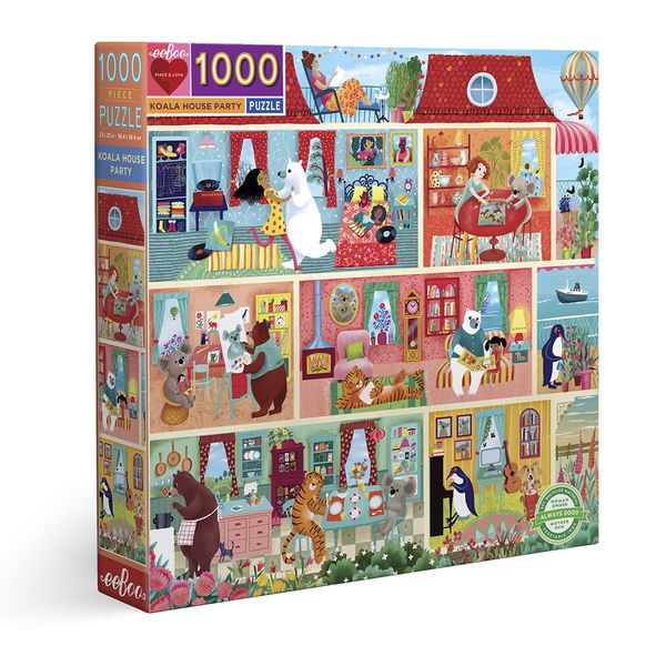 eeBoo Square Family Puzzle - Koala House Party 1000 Pieces