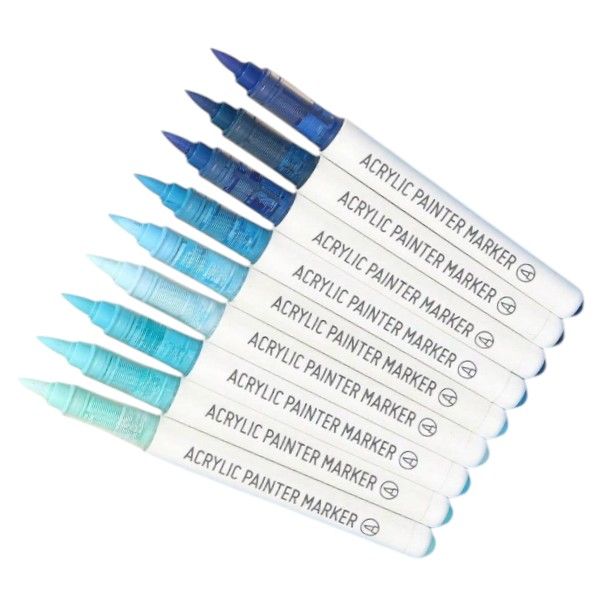 Water-Based Acrylic Painter Marker Set - Blue Shades