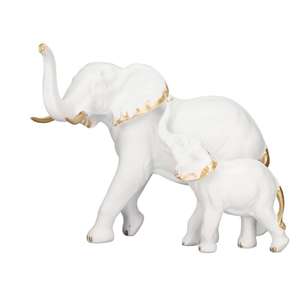 Exquisite Resin Mom &amp; Baby Elephant Figurine Home Decor