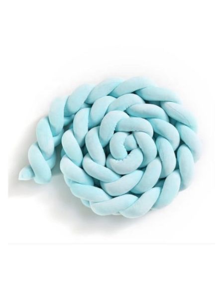 Braided Baby Cot Crib Bumper - Light Blue