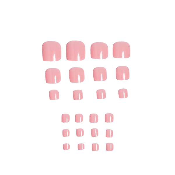 24Pcs Square Press-On Toe Nail Kit - Light Pink