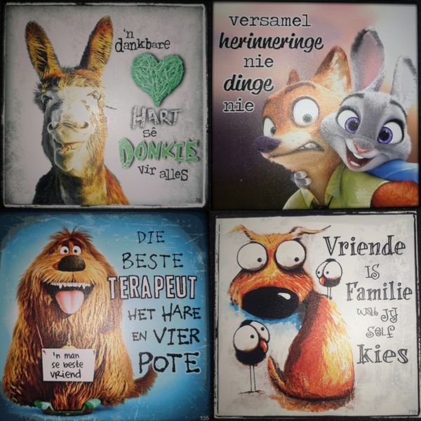 Afrikaans Motivational Sayings, with Animals Wall Art Collection-Set of 4