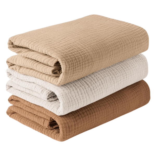 Kingdushi 38x40'' 3 Pack Muslin Swaddle Blankets Breathable Newborn
